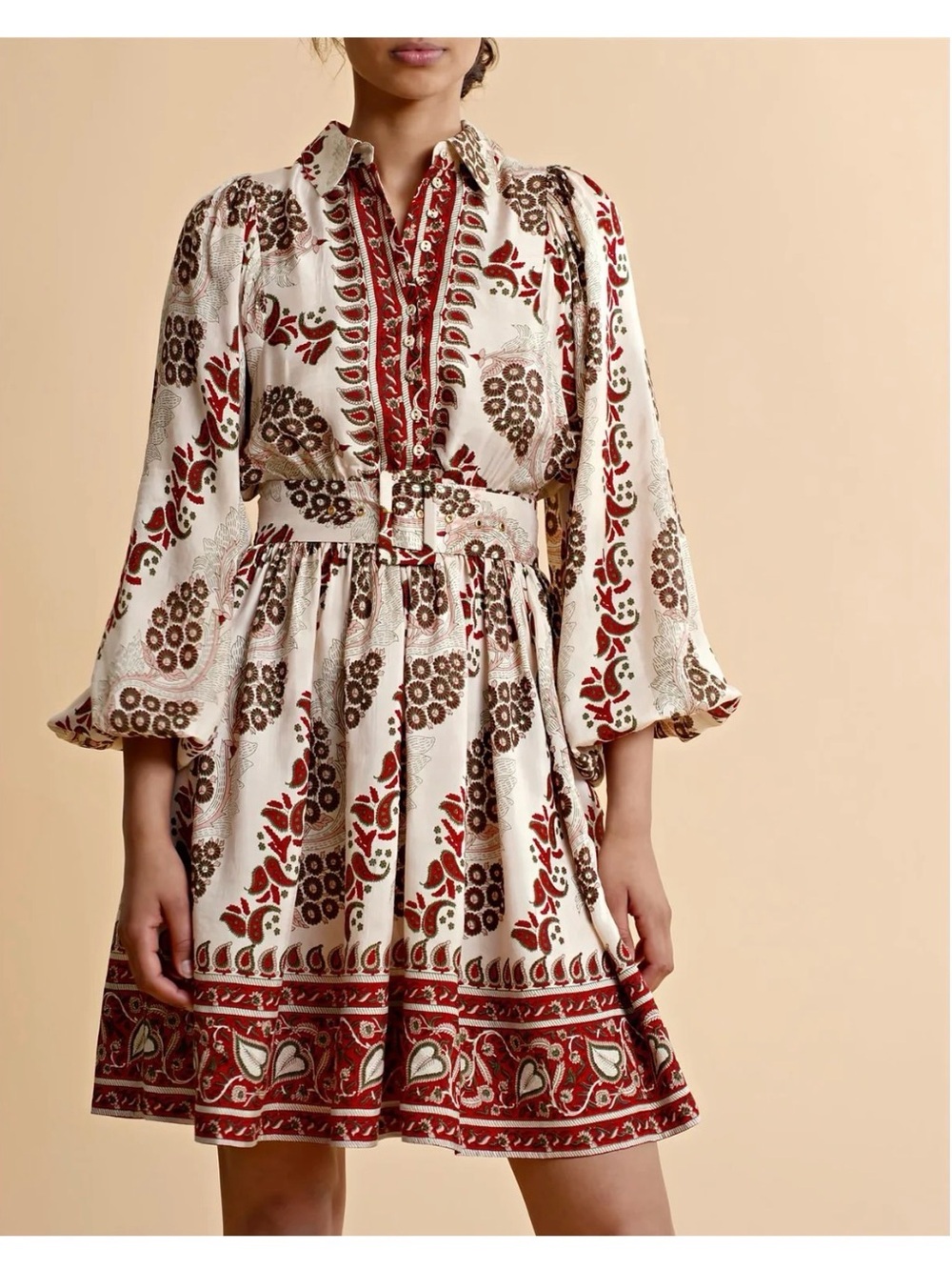 BYTIMO Boho Shirt Dress Vintage Paisley Large
